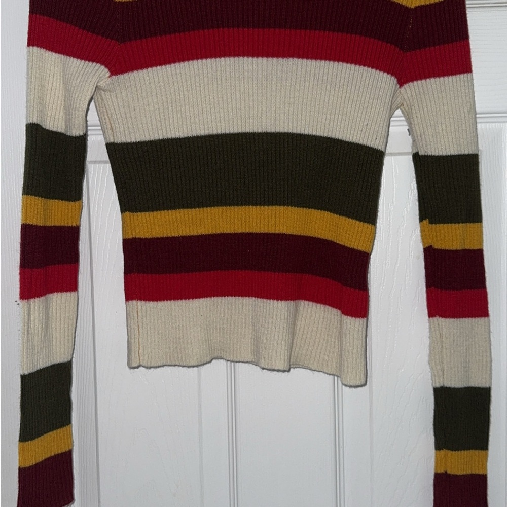 Charlotte Russe Red, Cream, and Green Striped Sweater